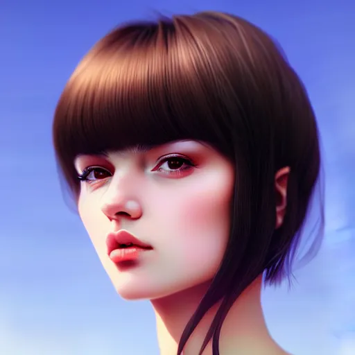 Prompt: close up a beautiful face female portrait, 20 years old in a scenic environment by Ilya Kuvshinov