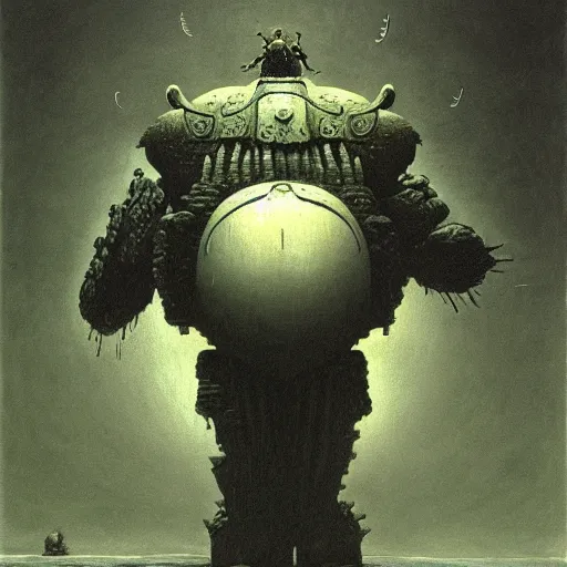 Prompt: Beetle as a shadow of the colossus boss by zdzisław beksiński