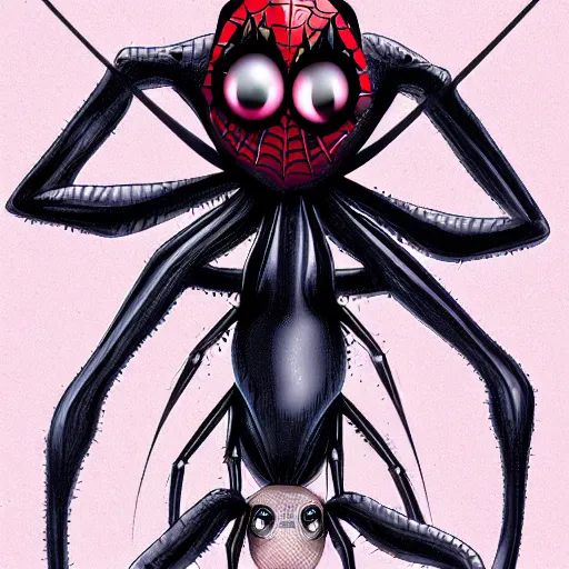 Image similar to spider girl hybrid with multiple eyes