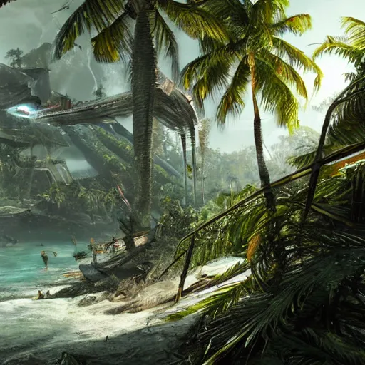 Image similar to Crysis 3 island, painting