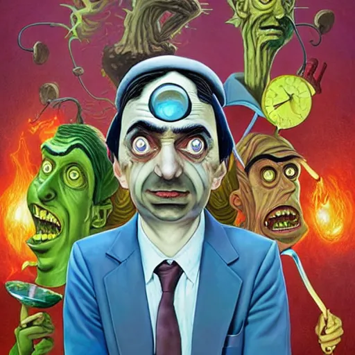 mr. bean mad scientist psychopath, conjuring up | Stable Diffusion ...