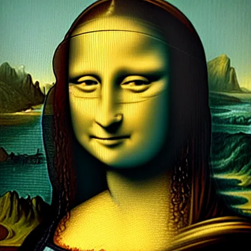 Image similar to the mona lisa in the style of dan hillier