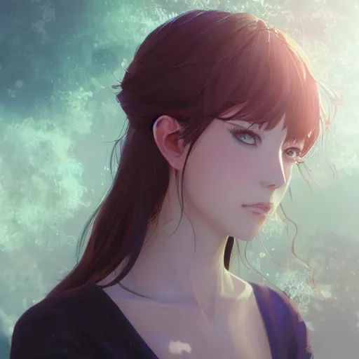 Image similar to a portrait of woman - kun, shiny, intricate, tone mapped, ambient lighting, highly detailed, digital painting, artstation, concept art, 4 k, god rays, stunning beautiful, glowing eyes, sharp focus, by makoto shinkai and akihiko yoshida and hidari and wlop