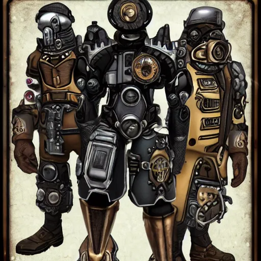 Image similar to steampunk brotherhood of steel