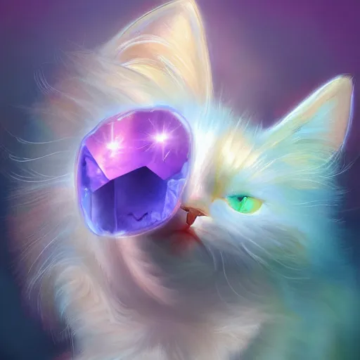 Image similar to a fusion of a crystal and a cat, oil painting, ultradetailed, artstation, ultradetailed, digital painting, ultradetailed