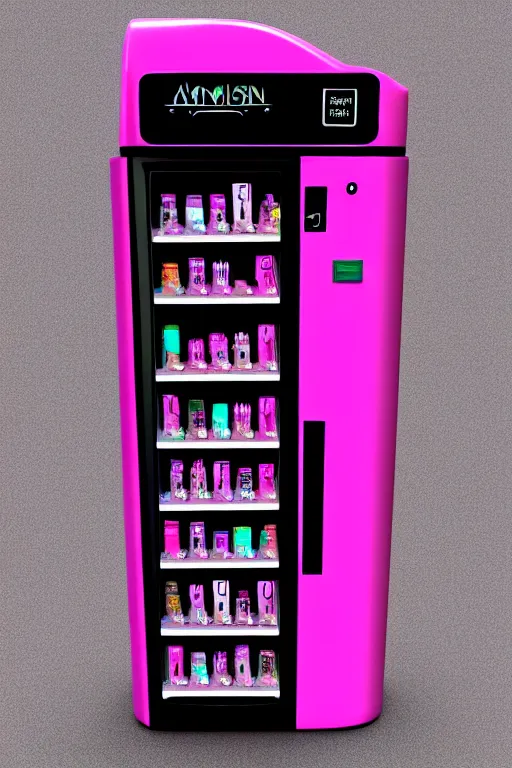 Prompt: Pink Vapor Vial Vending Machine, fantasy, magic, ultra detailed, digital art, trending on artstation, illustration