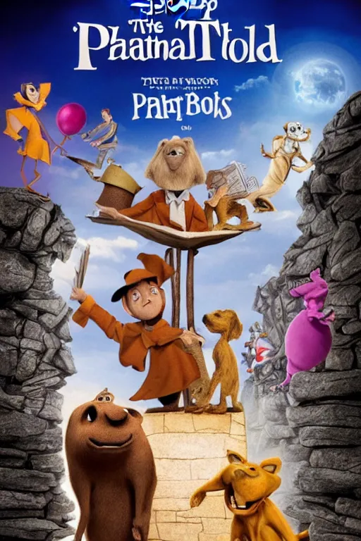 Image similar to disney the phantom tollbooth movie poster, cgi, cinema, realistic