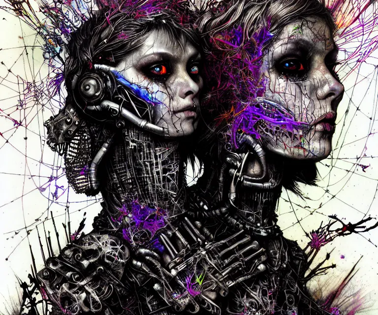 Image similar to gothic mute hybrid cyborg warrior girl, cybor clothes shaping the universe, freedom fighter, eerie, cinematic, epic, 8 k, ultra realistic, rendered by awesomeness. | a psychedelic apocalypse, illustration by albrecht durer, concept art in style of carne griffiths artwork by xsullo. | backround of beautiful floweres floatingby elson, peter kemp, peter