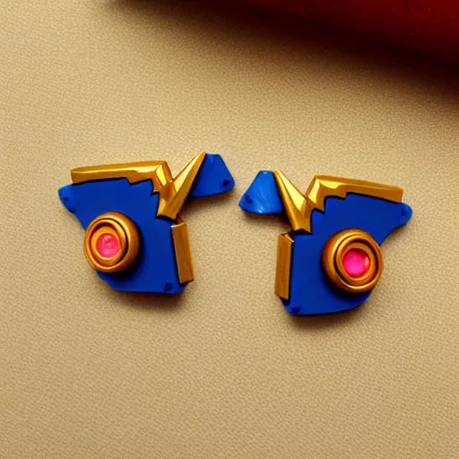 Prompt: segmented 2d earrings, from world of warcraft
