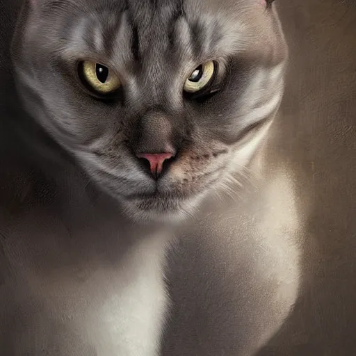 Prompt: portrait of a muscular anthrophomorphic man cat,digital art,ultra detailed,ultra realistic,art by greg rutkowski