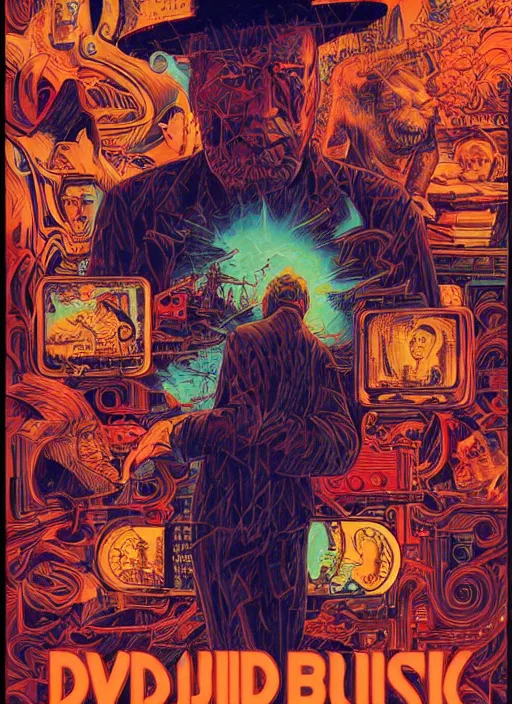 Image similar to a movie poster with david lynch, kilian eng, dan mumford, drew struzan, detailed