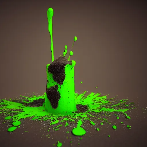 Image similar to wooden staff splattered with green slime, octane render