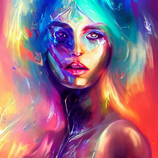 Image similar to woman popular fantasy art abstract painting generated by artificial intelligence, 8K UHD, trending on artstation, extremely detailed