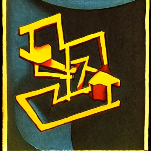 Prompt: M.C. Escher, Impossible painting of a hammer and nail