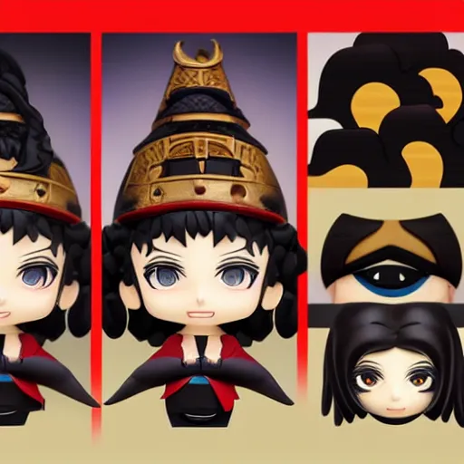 Image similar to face detailing ukiyoe wizard in the style of matte painting nendoroid and chibi, eyes in the style of nendoroid, middle close up, Julian ope, flat shading, 2D illustration, Swiss modernizm, ukiyoe style