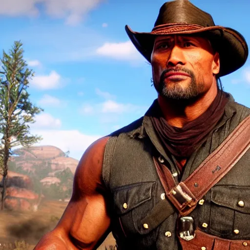 Image similar to dwayne johnson in red dead redemption 2