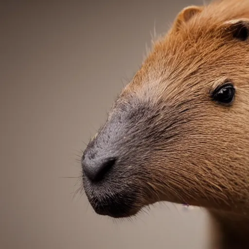 Image similar to cute capybara eats a nvidia gpu, studio lighting, professional photograph, shallow depth of field, bokeh, sharp focus, taken by sony a 7 r, 4 k, depth of field