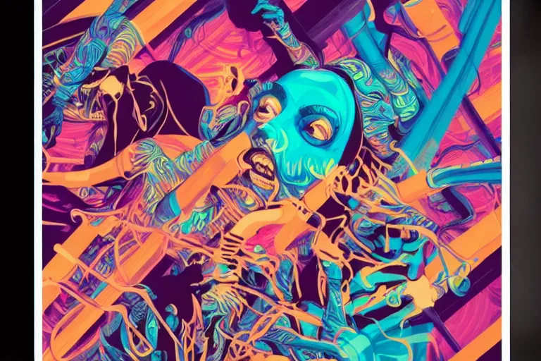 Image similar to electric zombie tacos dancing to jazz, tristan eaton, victo ngai, artgerm, rhads, ross draws