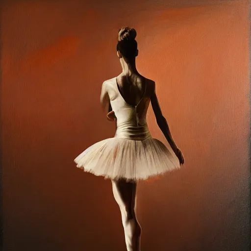 Image similar to portrait of a ballerina, impasto paint, 8 k, cinematic light, shadows, reflection highlights in the paint, in the style of christian beijer,