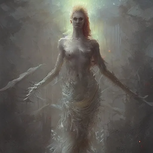 Image similar to a beautiful new creature from folklore, clear detailed view. ethereal fantasy art by greg rutkowski