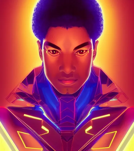 Image similar to symmetry!! egyptian prince of technology, solid cube of light, hard edges, product render retro - futuristic poster scifi, lasers and neon circuits, brown skin man egyptian prince, intricate, elegant, highly detailed, digital painting, artstation, concept art, smooth, sharp focus, illustration, dreamlike, art by artgerm