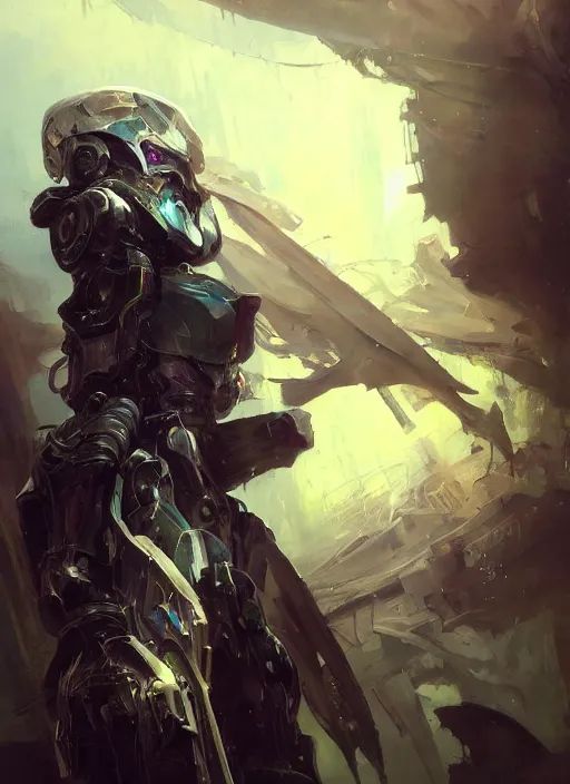 Prompt: beautiful painting by jeremy mann, a female holy mecha paladin absurdly beautiful, elegant, ultrafine hyperrealistic detailed face illustration by zeen chin and artgerm and greg rutkowski, intricate linework, sharp focus, smooth, octopath traveler, final fantasy, unreal engine highly rendered, global illumination, dramatic lighting, 8 k