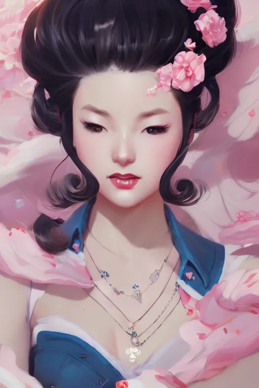 Image similar to a pin up and beautiful fashion charming dreamlke japan girl with lv jewelry, character art, art by artgerm lau and wlop and and ilya kuvshinov and john singer sargent, hyperdetailed, 8 k realistic, symmetrical, frostbite 3 engine, cryengine, dof, trending on artstation, digital art