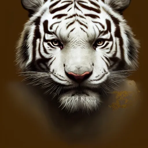 artwork of a white tiger king with gold crown, concept | Stable ...