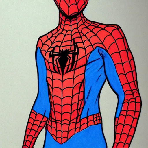 Image similar to sketch of spiderman, anatomically correct