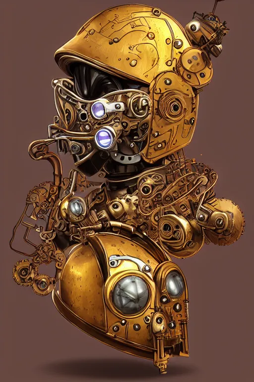 Image similar to steampunk helmet fantasy art mask robot ninja stylized digital illustration sharp focus, elegant intricate digital painting artstation concept art global illumination ray tracing advanced technology chaykin howard and campionpascale and cooke darwyn and davis jack