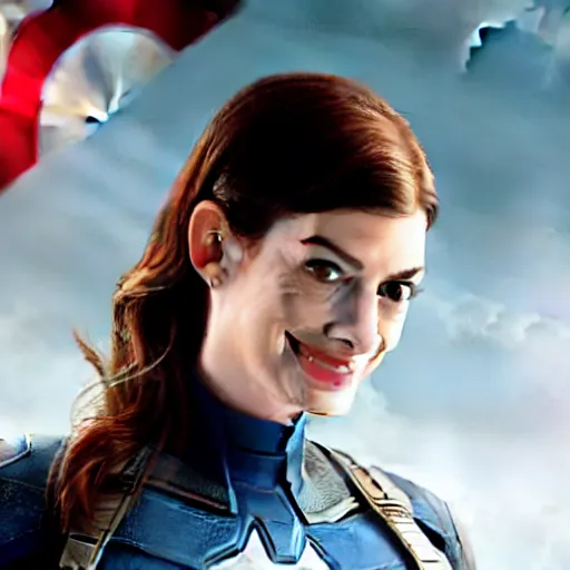 Image similar to Anne Hathaway as captain america