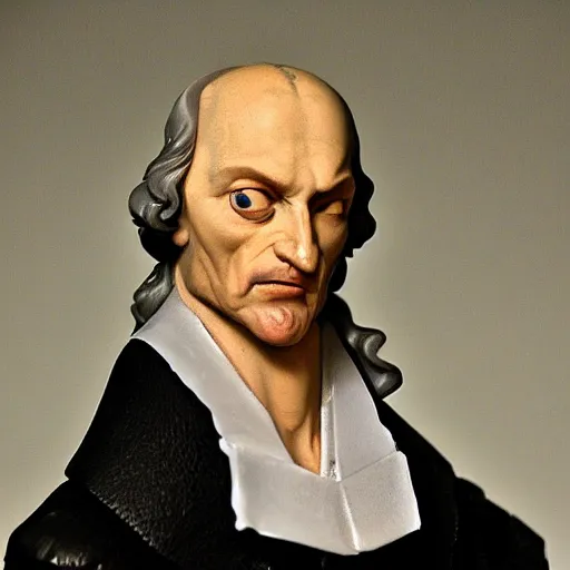 Image similar to 1 7 th century gottfried leibnitz wearing a wig stop motion vinyl action figure, plastic, toy, butcher billy style