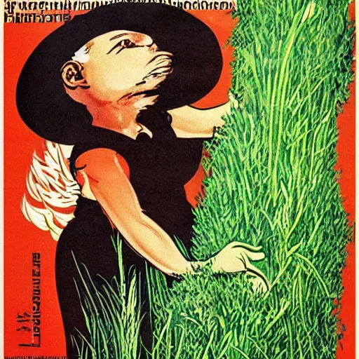 Prompt: russian propaganda poster showing why grass is the worst