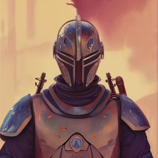 Image similar to portrait of jango fett, D&D, fantasy, elegant, hopeful, cosmic, muscular, highly detailed, digital painting, artstation, concept art, smooth, sharp focus, illustration, art by alphonse mucha