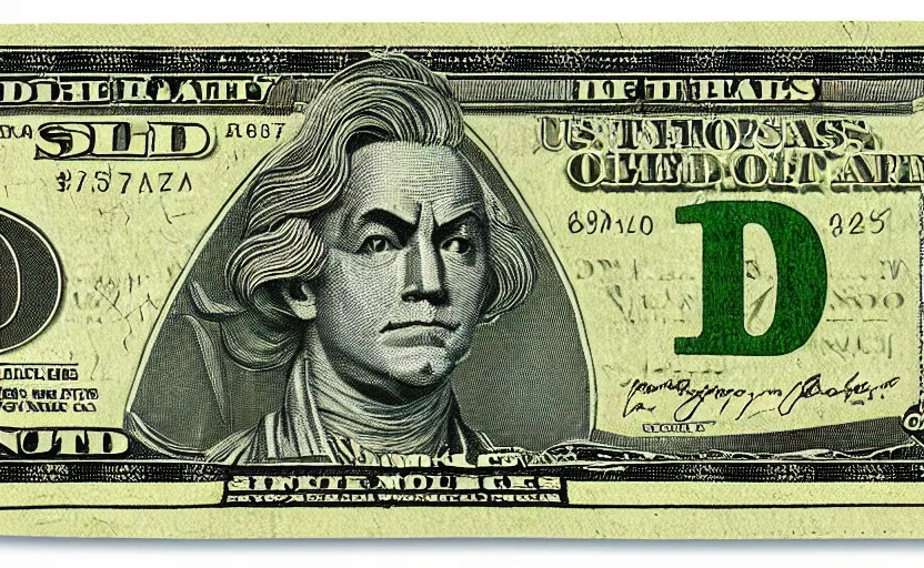 Image similar to rectangular photograph of six dollar u. s. currency note featuring dragon ball z goku