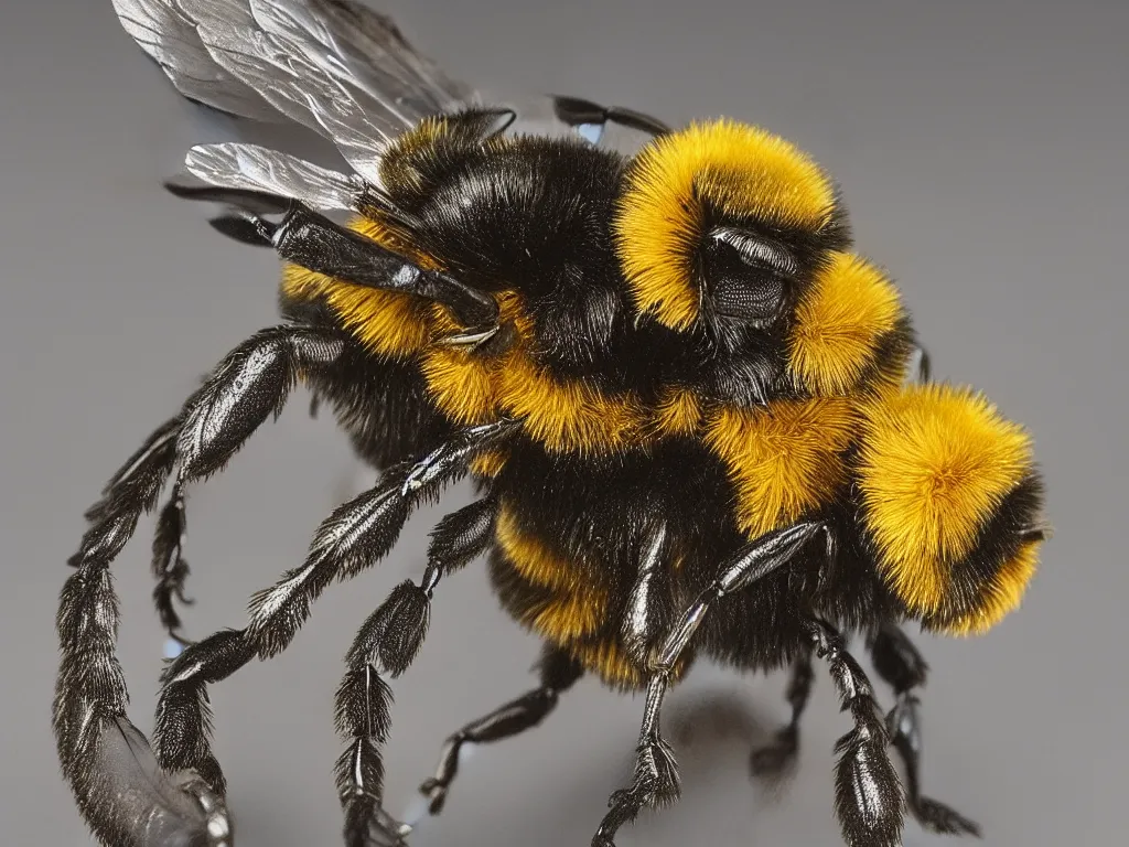 Prompt: an intricately carved wooden model of a bumblebee, 8k, extremely detailed