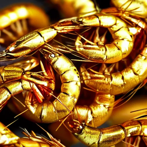 Prompt: gold shrimp photorealistic 4 k