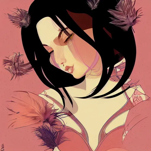 Image similar to skydoll noa, by alessandro barbucci, by loish, by audrey kawasaki, barbbara cannepa global illumination, feathers texture overlays