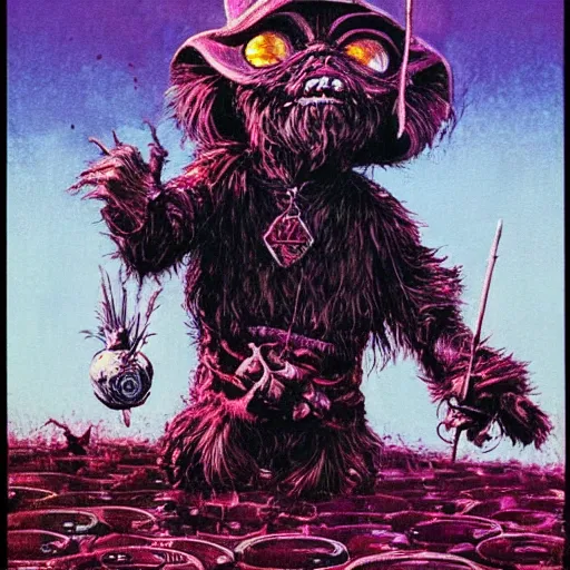 Image similar to wicket witch of the west, by basil gogos and phillipe druillet and paul lehr, trending on artstation hq, deviantart, pinterest, 4 k uhd image