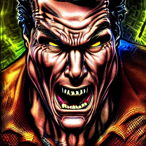 Prompt: a highly detailed surprised man, comic book cover art, in the style of todd mcfarlane and jack kirby, with a haunting background, digital photography, photorealistic, realistic, extreme detail