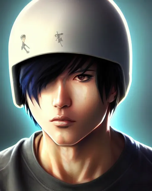 Image similar to well drawn animation portrait Anime skateboarder Stallone Sharp fine face, realistic shaded Perfect face, fine details. Anime. cyberpunk realistic shaded lighting by katsuhiro otomo ghost-in-the-shell, magali villeneuve, artgerm, rutkowski Jeremy Lipkin and Giuseppe Dangelico Pino and Michael Garmash and Rob Rey