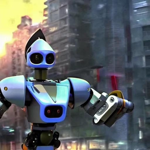 Image similar to An HD screenshot of the parrot robot from the Transformer anime, a collaboration between Michael Bay and Hayao Miyazaki.