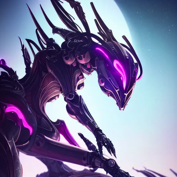 Prompt: highly detailed giantess shot, exquisite warframe fanart, looking up at a giant beautiful majestic saryn prime female warframe, as a stunning anthropomorphic robot female hot dragon, robot dragon head, looming over you, elegantly posing over you, sleek bright white armor with glowing fuchsia accents, camera between detailed robot legs, looking up, proportionally accurate, anatomically correct, sharp detailed robot dragon paws, two arms, two legs, camera close to the legs and feet, giantess shot, furry shot, upward shot, ground view shot, leg and hip shot, elegant shot, epic low shot, high quality, captura, realistic, sci fi, professional digital art, high end digital art, furry art, macro art, giantess art, anthro art, DeviantArt, artstation, Furaffinity, 3D realism, 8k HD octane render, epic lighting, depth of field