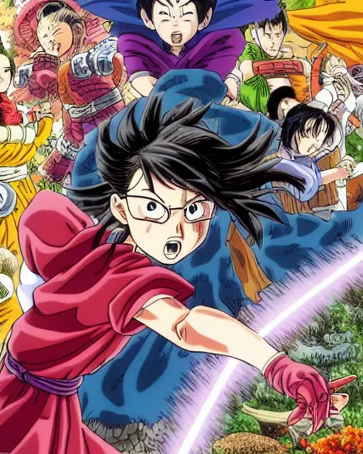 Image similar to a girl with powers, full shot, visible face, ambient lighting, detailed, art by akira toriyama, eiichiro oda, hayao miyazaki, kentaro miura, masashi kishimoto