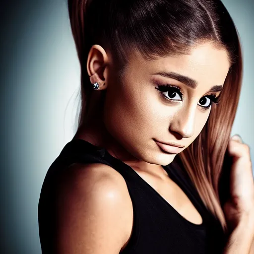 Image similar to ariana grande as a nurse, photography, moody lighting, realistic,