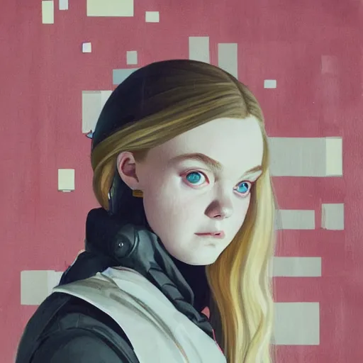 Image similar to Elle Fanning in the Danish Special Forces picture by Sachin Teng, asymmetrical, dark vibes, Realistic Painting , Organic painting, Matte Painting, geometric shapes, hard edges, graffiti, street art:2 by Sachin Teng:4