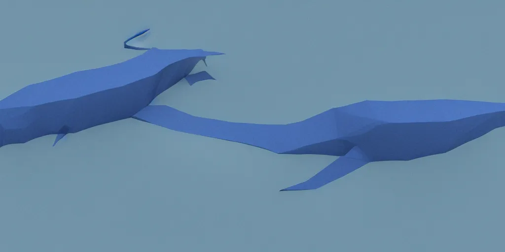 Prompt: concept art of low polygon 3 d render of a blue whale