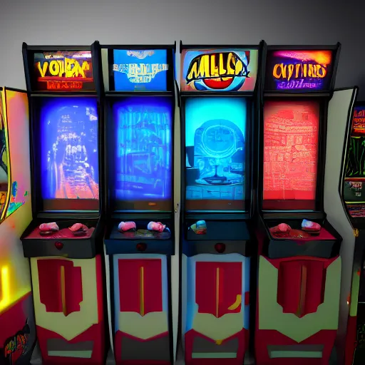 Image similar to polybius arcade cabinet, octane render, RTX, hyper realistic, Cinematic