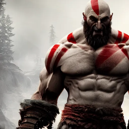 Prompt: professional physically based octane render of Wolverine as Kratos God of War, character concept art, epic composition, style of Marvel, 8k comic art, intricately detailed