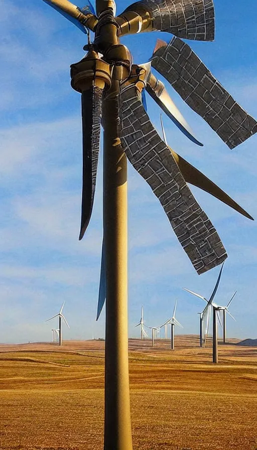 Prompt: high fantasy wind turbines, epic and very beautiful!!!